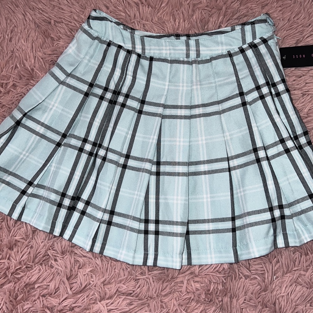 Baby Blue Plaid Mini Skirt Juniors S Coquette Y2K NWT